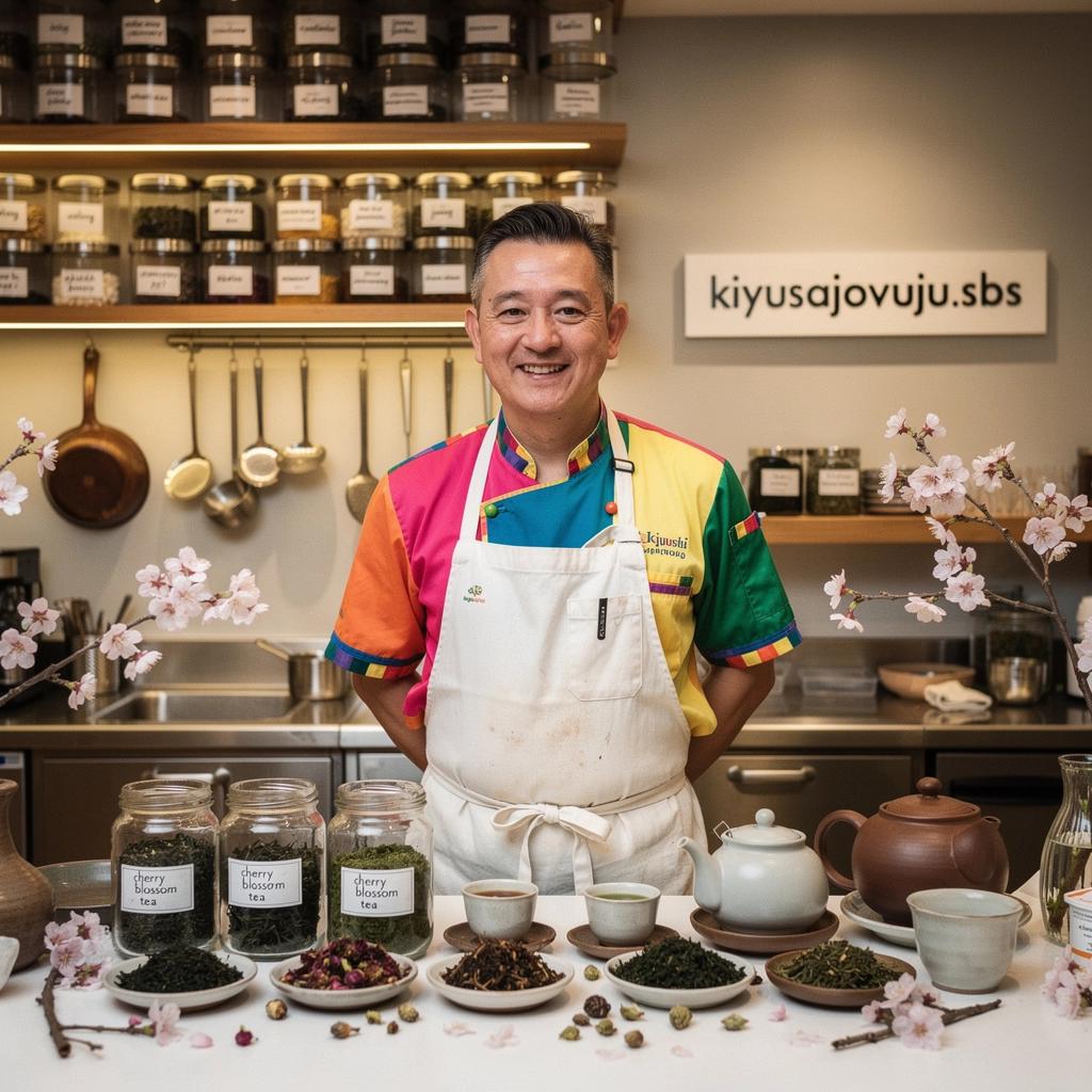 Čaj s kvetmi čerešne v jemnej šálke na svetlom pozadí.